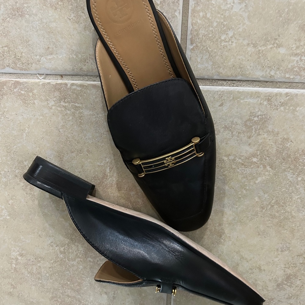Black Tory Burch mules size 8.5 worn once!